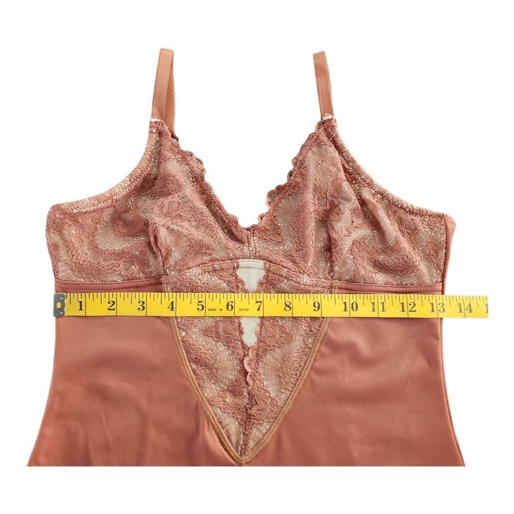 Tdiffun Lace Bodysuit Women V Neck Body Suit Thongs XL Brown Carmel Boho Cowgirl - Picture 4 of 7